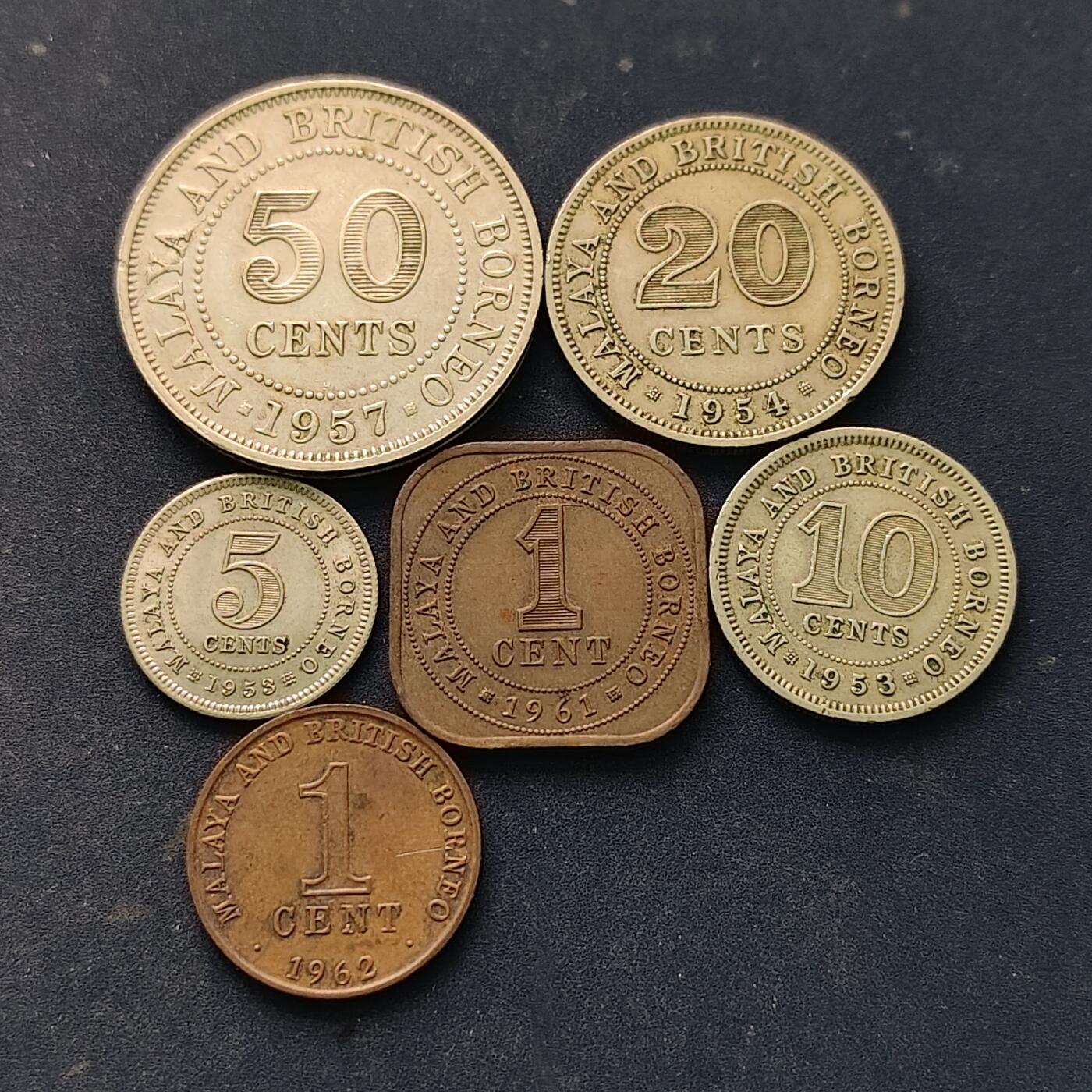 【全场包邮】纯粹捡漏拍518场 马来亚和英属北婆罗洲1953-1962年6枚套币