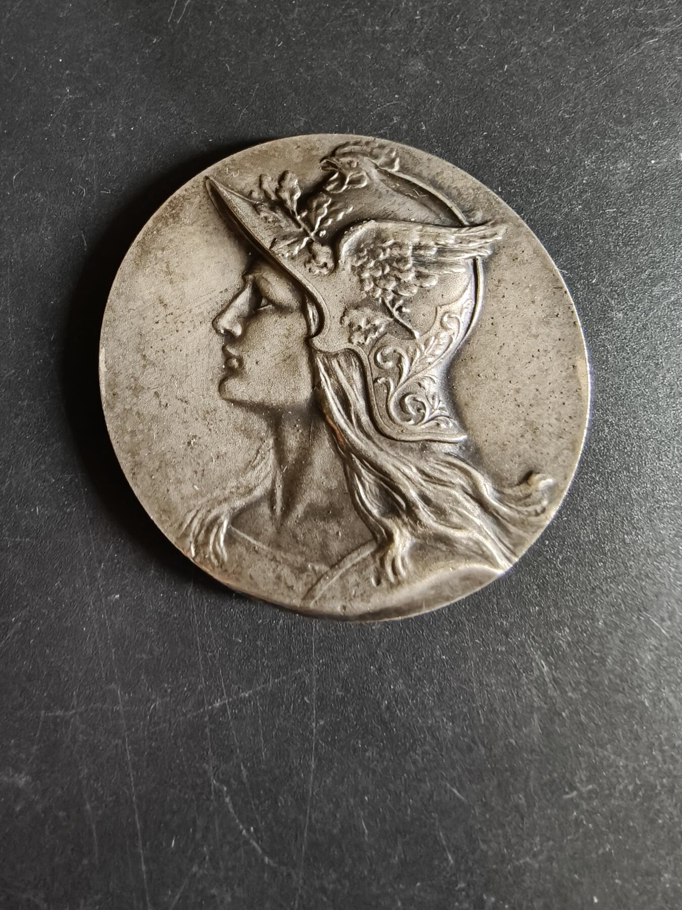 老王徽章第191期 法国书业俱乐部图书工业协会镀银大铜章      公鸡头玛丽安娜      直径44mm    重量37.4g