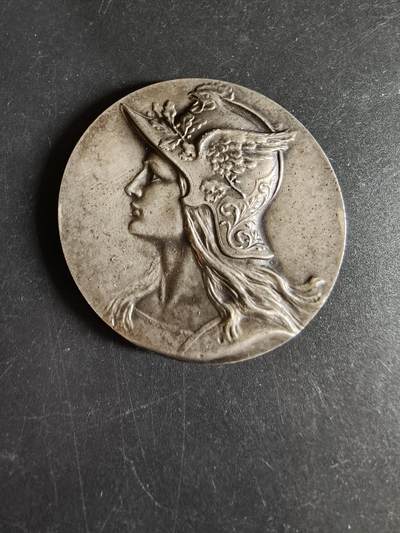 老王徽章第191期 - 法国书业俱乐部图书工业协会镀银大铜章      公鸡头玛丽安娜      直径44mm    重量37.4g