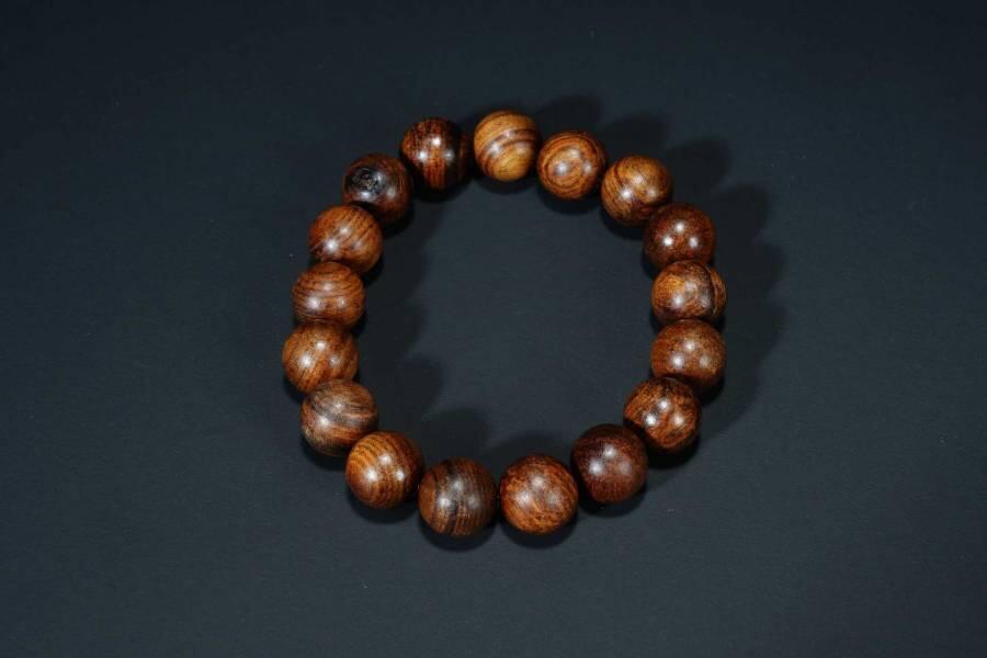 上海都达杂项专场六十六【全场包邮】 海南黄花梨虎皮纹1.2圆珠手串66-322