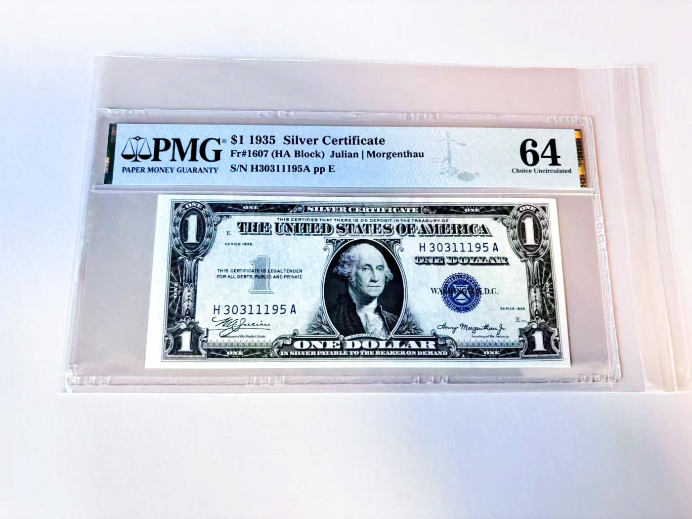 【Blue Auction】世界纸币精拍第805期——18级TOP拍卖/信誉/品质/专业/高效💫 【无47】美国 1935年1美金  PMG64