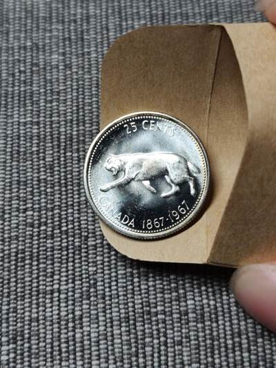 卷拆1967年加拿大建国100周年25分猞猁银币 - 卷拆1967年加拿大建国100周年25分猞猁银币