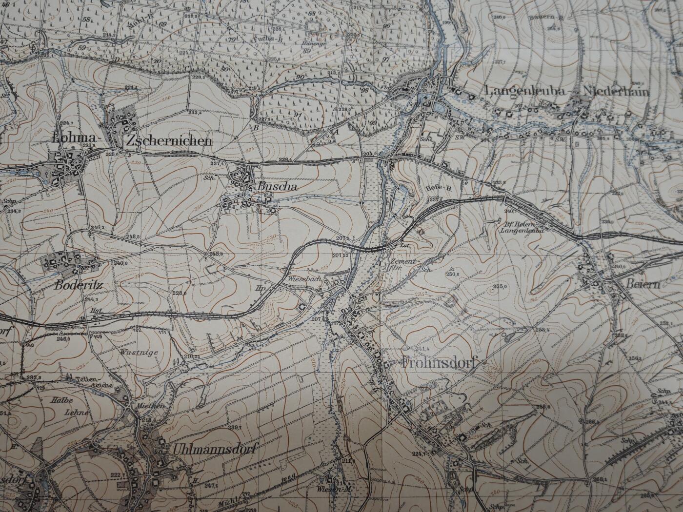 橙子收藏第七期 德意志帝国/魏玛时期 1:25000 精密军用地形  萨克森州与图林根州交界的朗根奥伊巴地区  莱比锡分厂1908年出版（全球知名的德币印制与安全印刷巨头，1852年创立)   