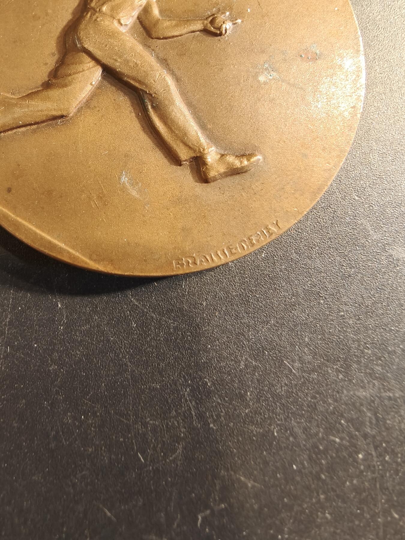 老王徽章第191期 法国网球运动主题大铜章      直径50mm     重量55.8g