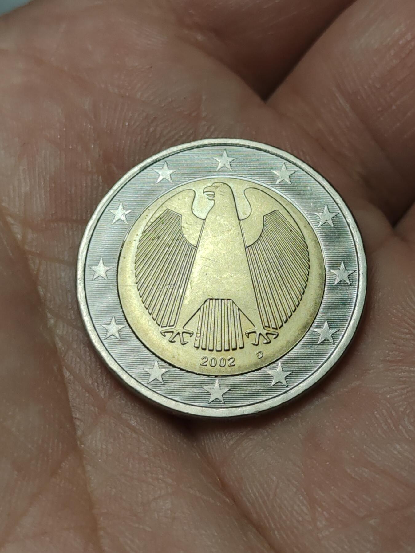 2026年第四十场(总第二百零九场）外国好品散币场(免佣金) 德国🇩🇪2002年2欧元(第一版欧洲地图，首发年，D标慕尼黑造)