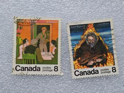  【淘币小摊】限时拍第八百九十一拍  外国老邮票 印花税票 火花纸品场    每周一统一发货 - 加拿大画作邮票2枚