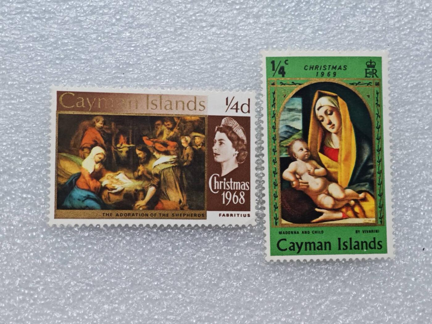  【淘币小摊】限时拍第八百九十一拍  外国老邮票 印花税票 火花纸品场    每周一统一发货 开曼群岛1968-1969年邮票2枚全新未使用