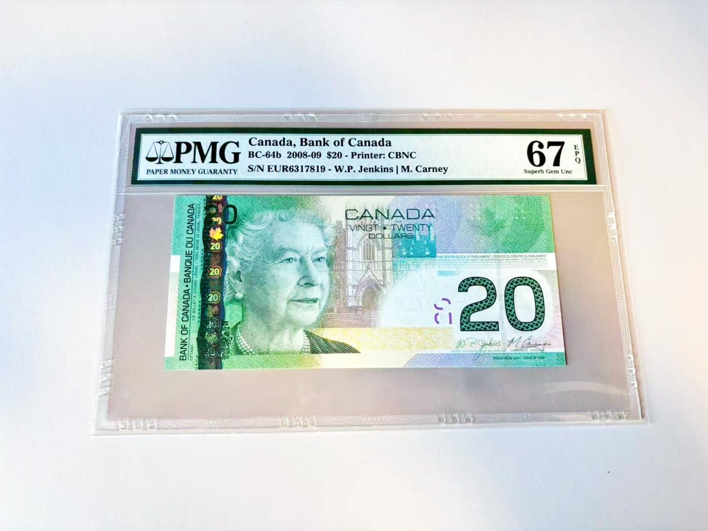 【Blue Auction】世界纸币精拍第805期——18级TOP拍卖/信誉/品质/专业/高效💫 加拿大 2008-09年20元 PMG67EPQ 高分