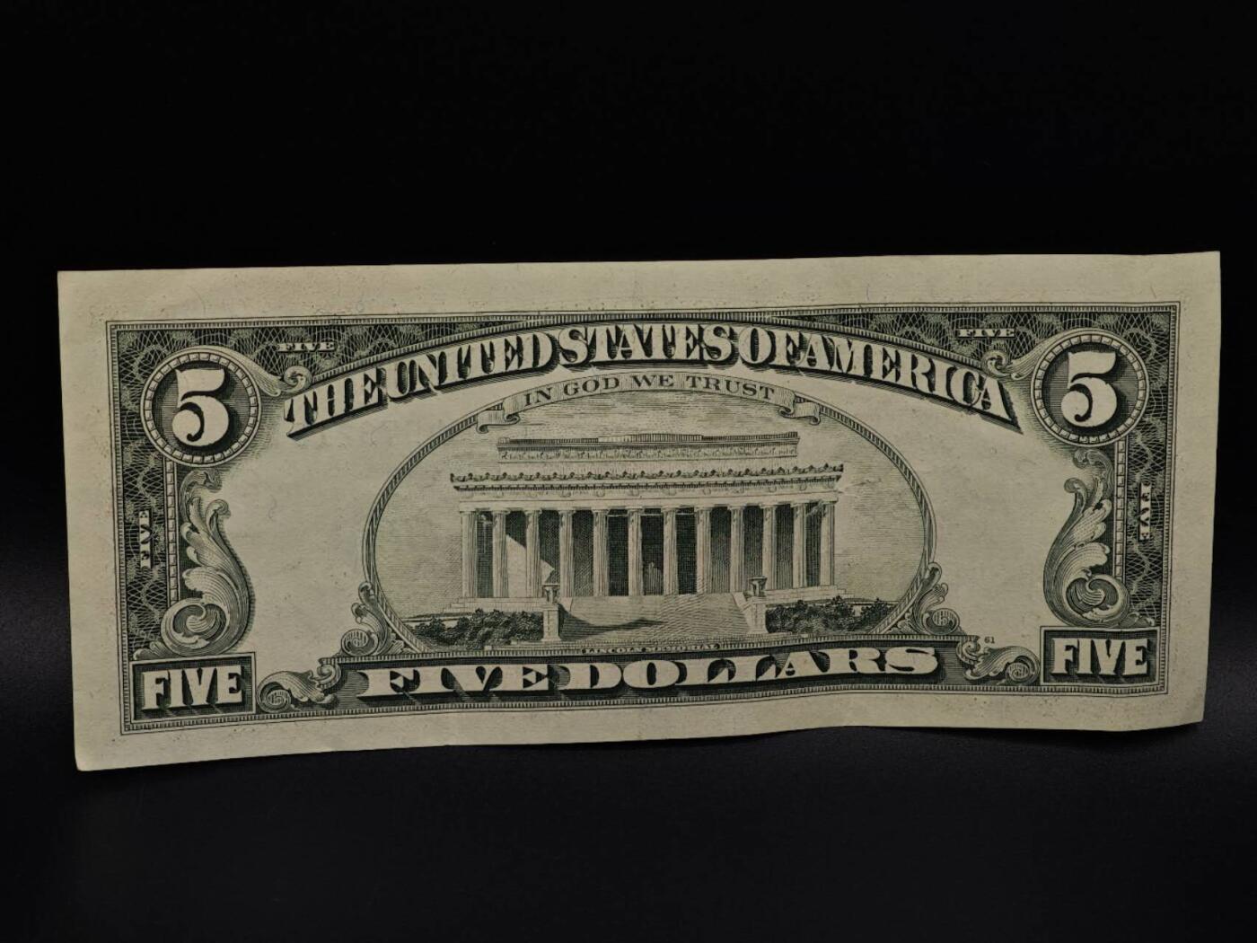  【淘币小摊】限时拍第八百九十拍   纸币场    每周一统一发货 美国5美元纸币【有折】