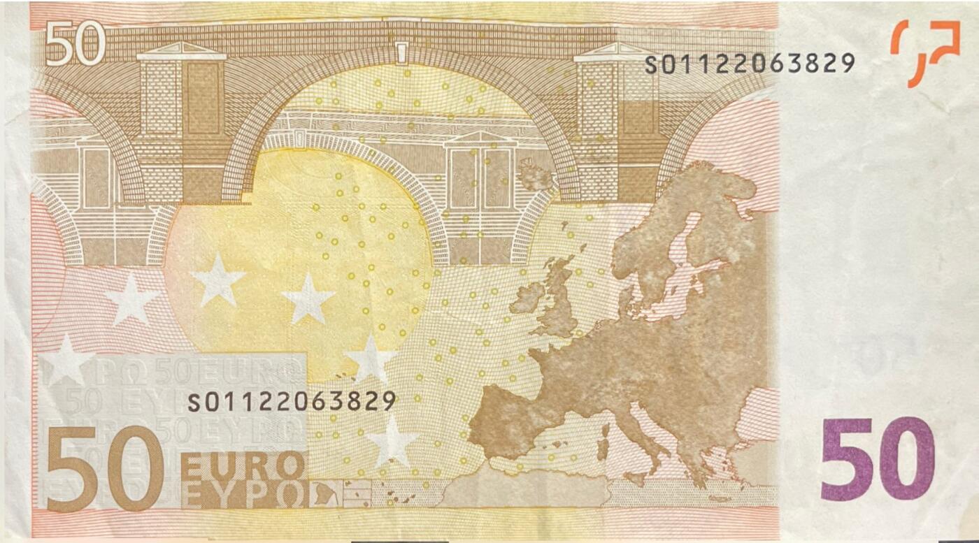 回流0405 2002年版50欧元纸币（首版文艺复兴建筑系列，意大利发行）¥373.20