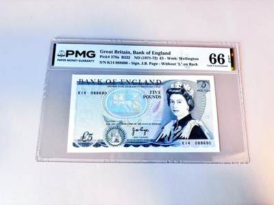 【Blue Auction】世界纸币精拍第805期——18级TOP拍卖/信誉/品质/专业/高效💫 - 【倒置号 a版】英国 D序列 1971-72年5镑 PMG66EPQ 
