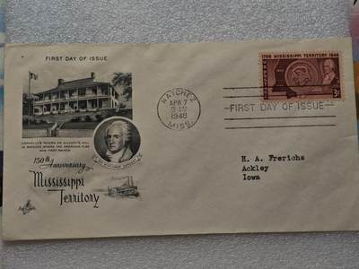  【淘币小摊】限时拍第八百九十一拍  外国老邮票 印花税票 火花纸品场    每周一统一发货 - 美国1948年密西西比加入联邦150周年纪念封