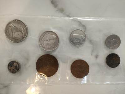 1939-1947年爱尔兰流通套币，三银二镍三铜，八枚硬币背面动物图案 - 1939-1947年爱尔兰流通套币，三银二镍三铜，八枚硬币背面动物图案