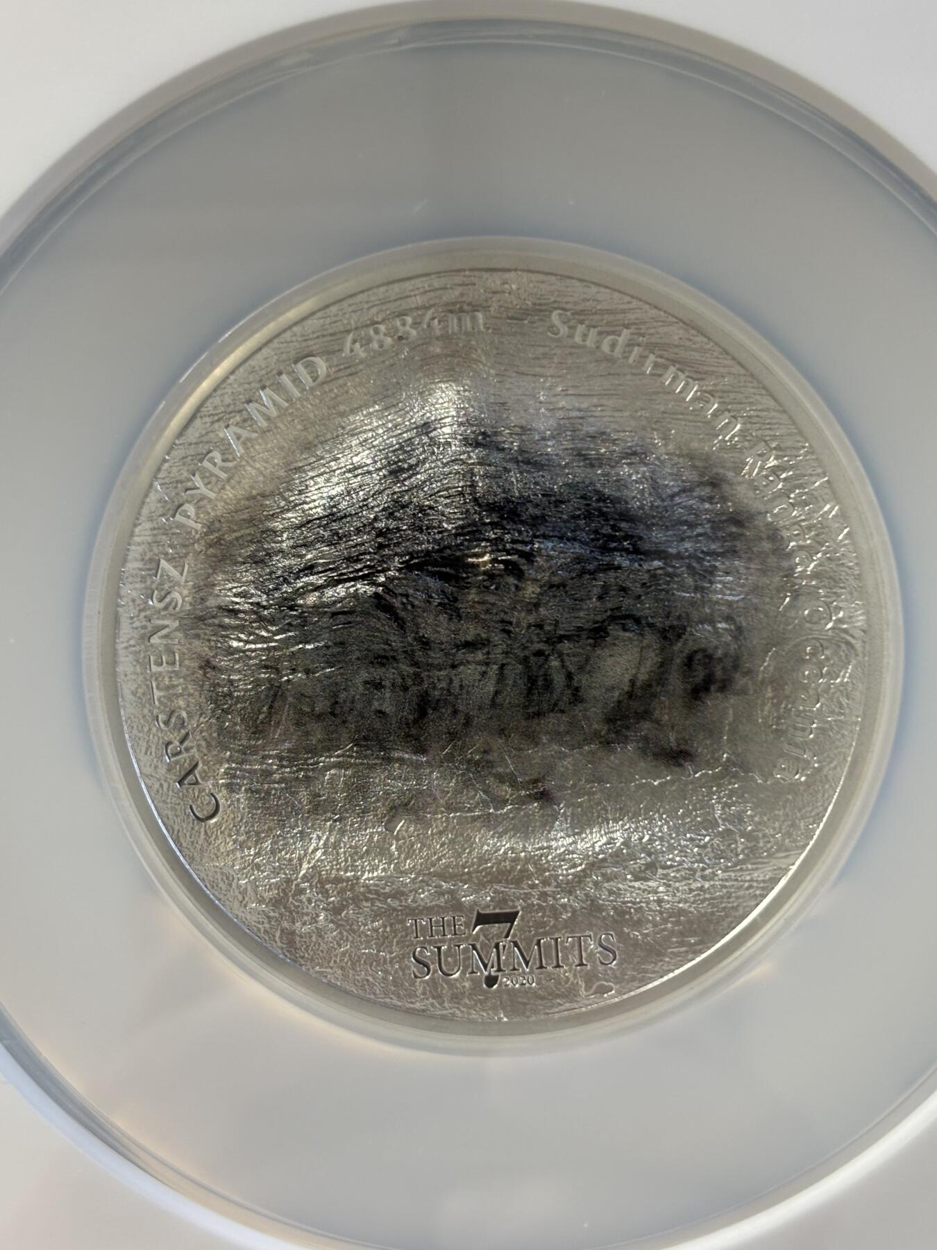 第197期拍卖 库克2020年七大峰系列查亚峰5盎司银币NGC-MS70，999银，发行777枚