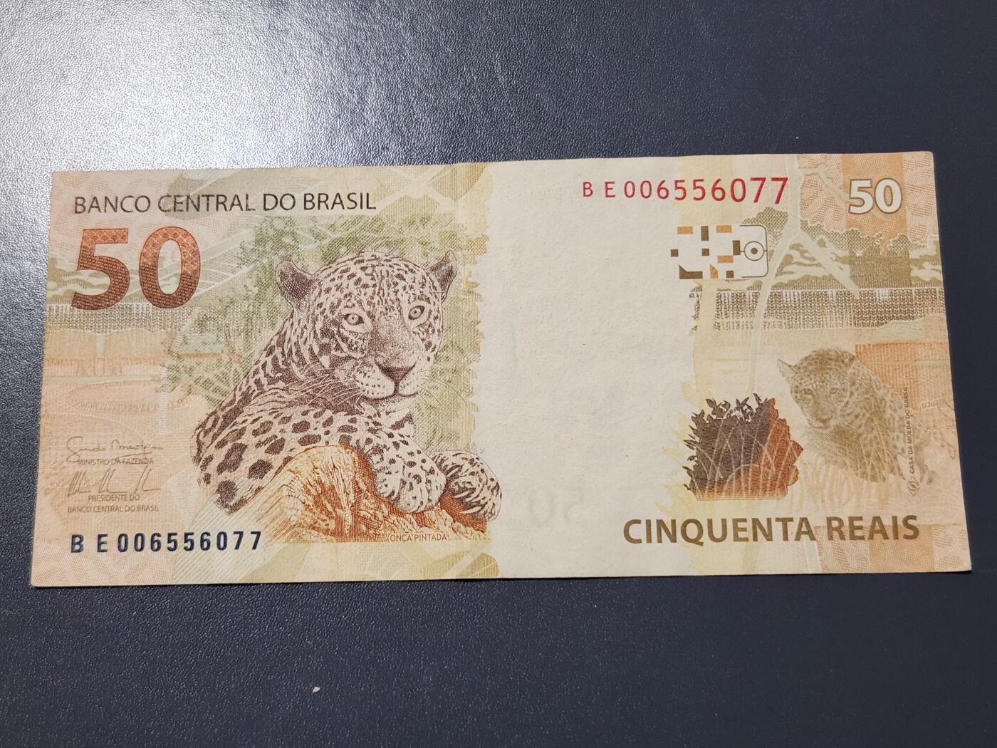 4月6号晚上8点 中外纸币自动截拍第52场 巴西50极美品原票