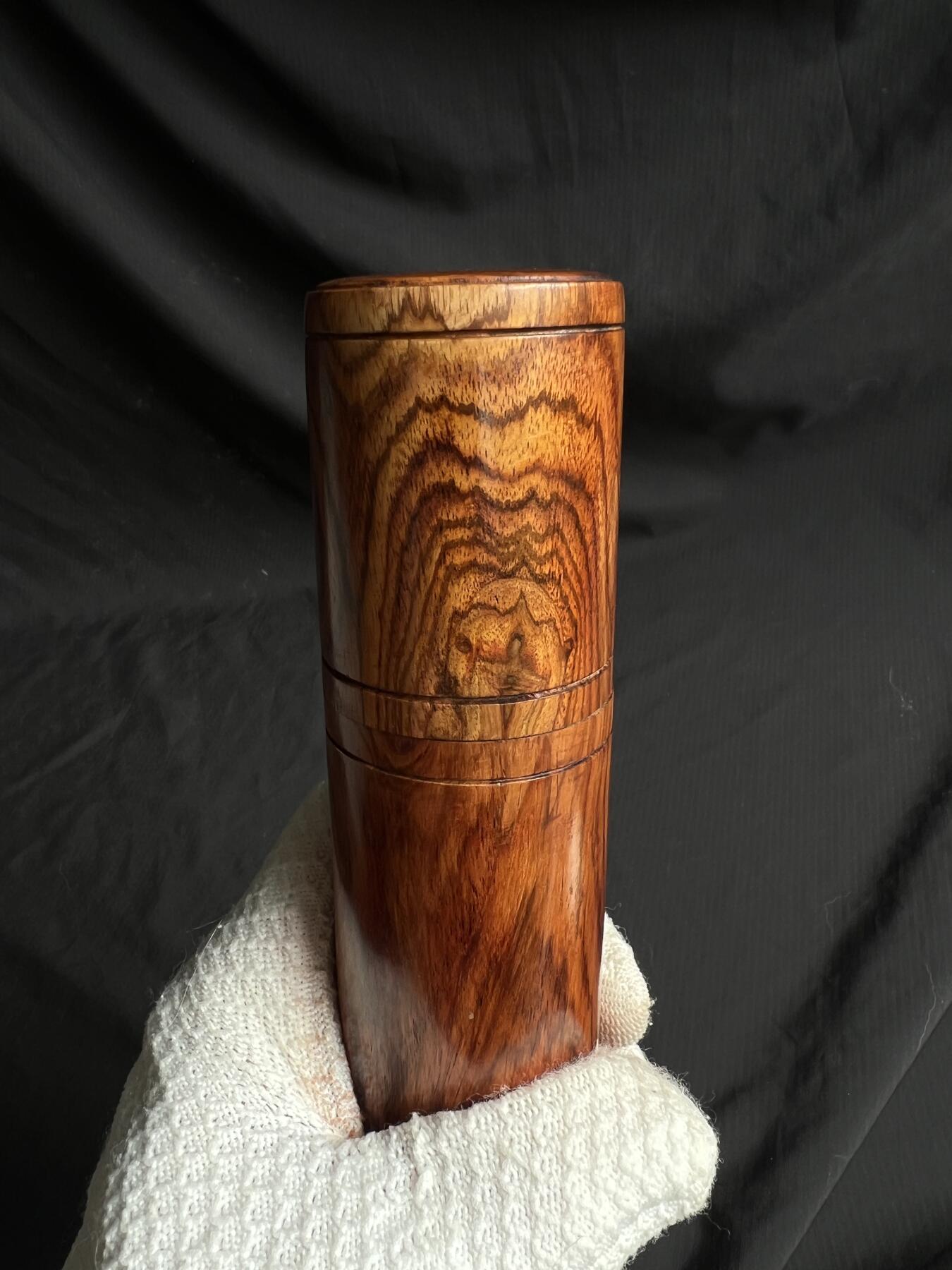 零元拍：海南黄花梨虎皮纹满花香桶，同料整料制作：268/44MM