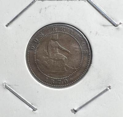 1870 年西班牙临时政府 2 分铜币 第一共和国 自由女神坐像 欧洲古币 - 1870 年西班牙临时政府 2 分铜币 第一共和国 自由女神坐像 欧洲古币