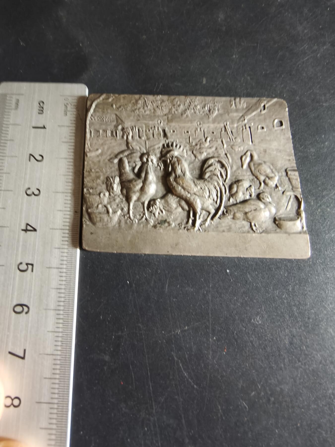 老王徽章第191期 法国波尔多农业协会方形镀银大铜章      尺寸60×45mm    重量72.4g