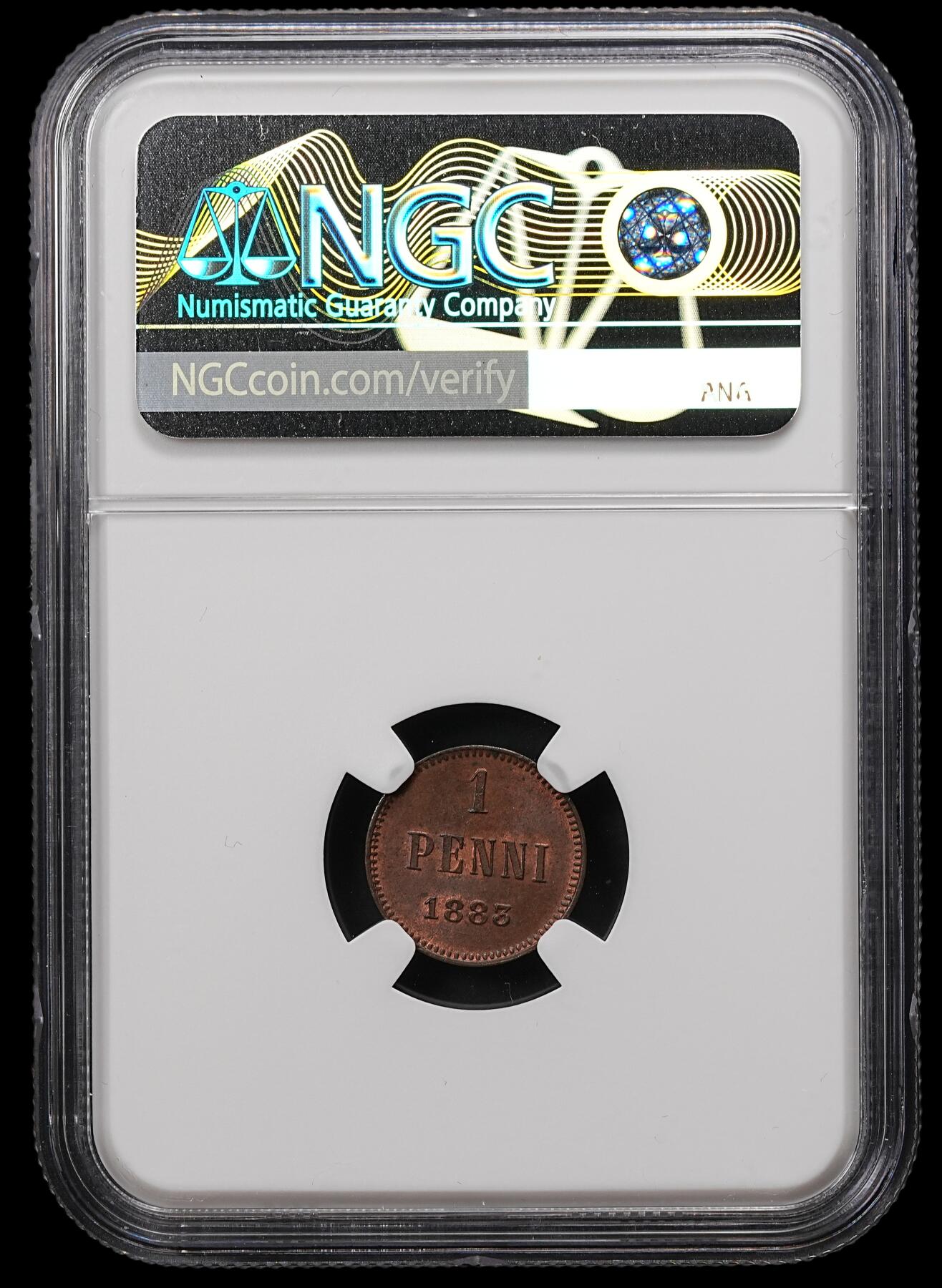 修遠堂世界钱币第110期 NGC MS64BN 1883年芬兰1盆尼