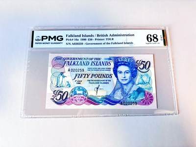 【Blue Auction】世界纸币精拍第805期——18级TOP拍卖/信誉/品质/专业/高效💫 - 【无47】福克兰群岛 1990年50镑 PMG68EPQ 高分