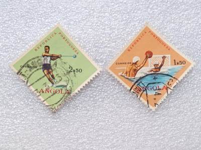 【淘币小摊】限时拍第八百九十一拍  外国老邮票 印花税票 火花纸品场    每周一统一发货 - 安哥拉1962年体育邮票2枚