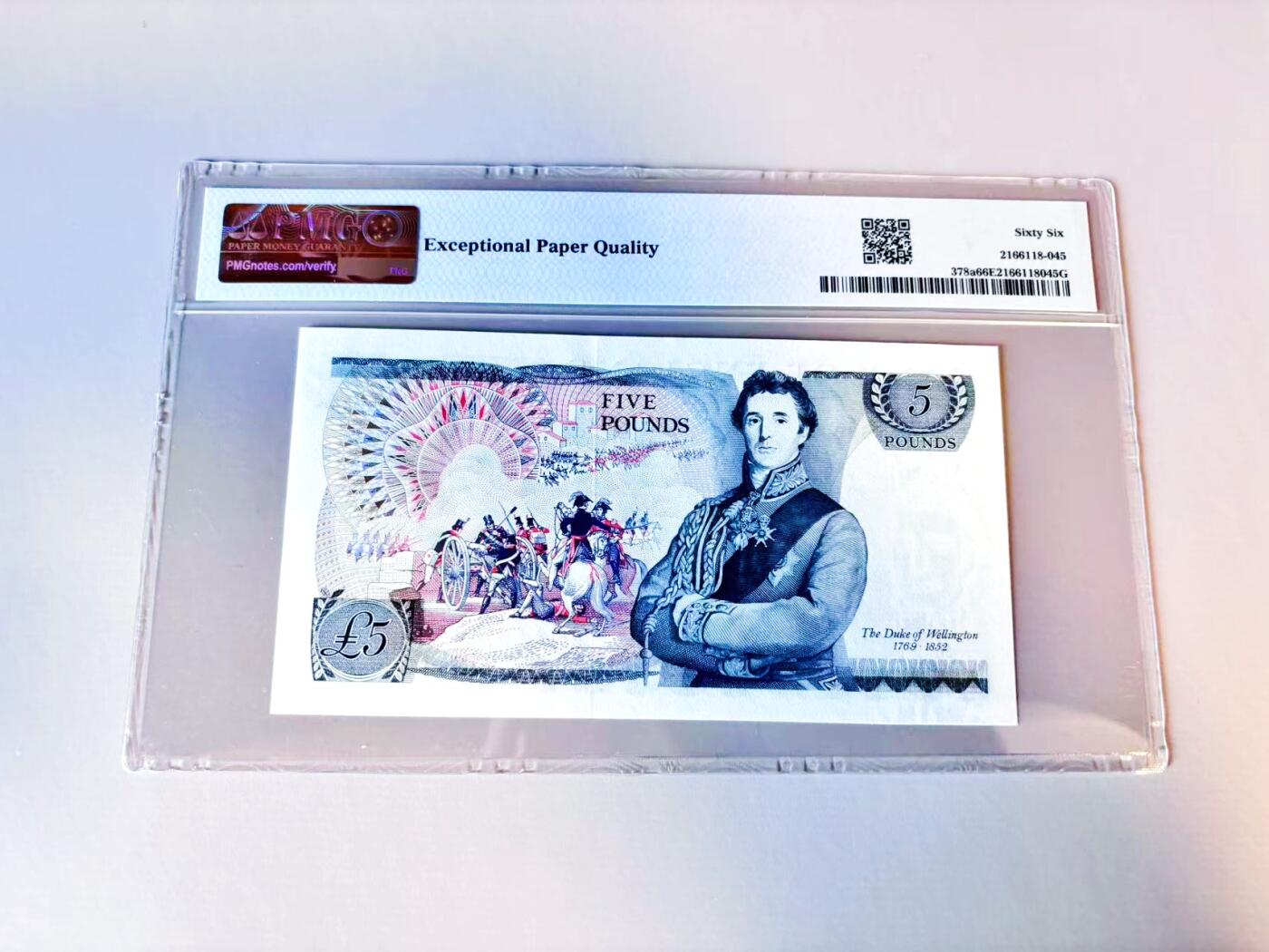 【Blue Auction】世界纸币精拍第805期——18级TOP拍卖/信誉/品质/专业/高效💫 【倒置号 a版】英国 D序列 1971-72年5镑 PMG66EPQ 