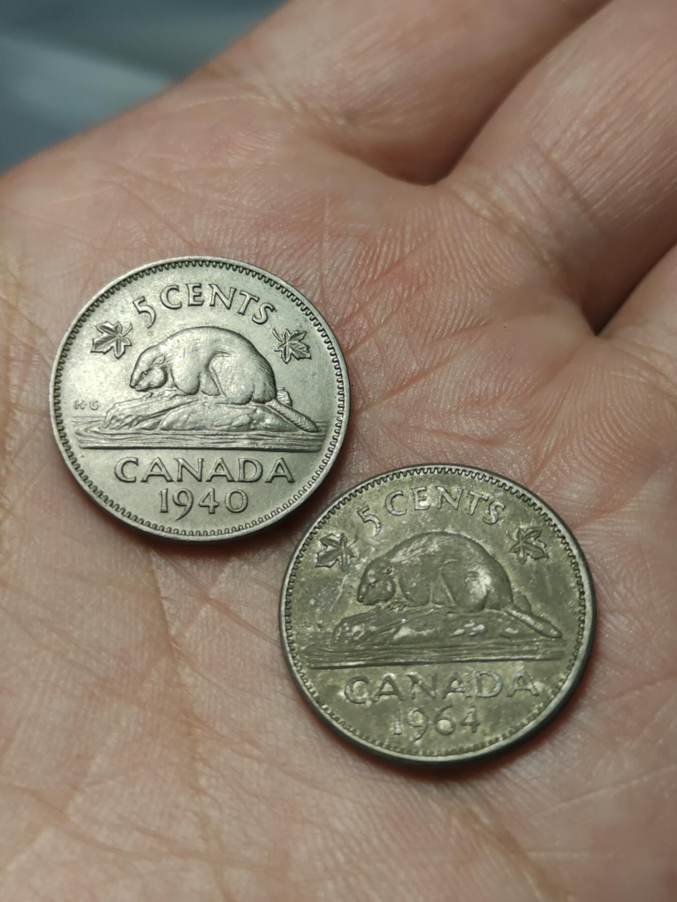 2026年第四十场(总第二百零九场）外国好品散币场(免佣金) 加拿大🇨🇦1940、1964年5分一对(乔治六世第一版，伊丽莎白二世青年桂冠第三版关门年仅发行2年)