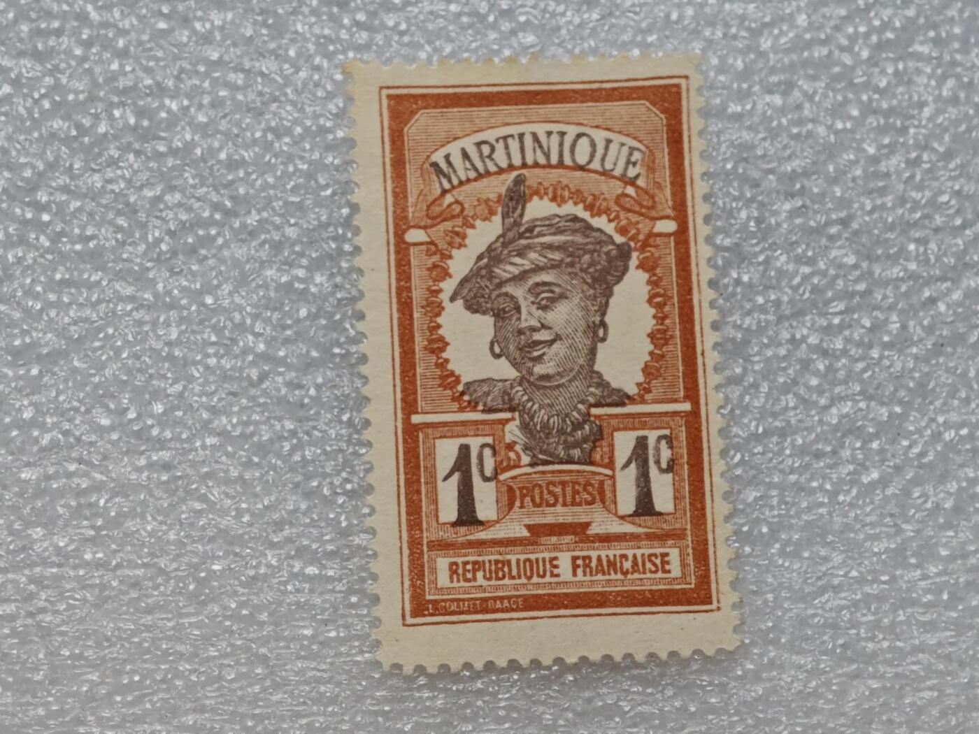  【淘币小摊】限时拍第八百九十一拍  外国老邮票 印花税票 火花纸品场    每周一统一发货 法属马提尼克1908年1分邮票全新未使用