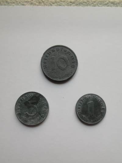 德意志第三帝国w字芬尼全B厂一套，面值1，5，10芬尼，细节清晰，历史收藏🥳 - 德意志第三帝国w字芬尼全B厂一套，面值1，5，10芬尼，细节清晰，历史收藏🥳