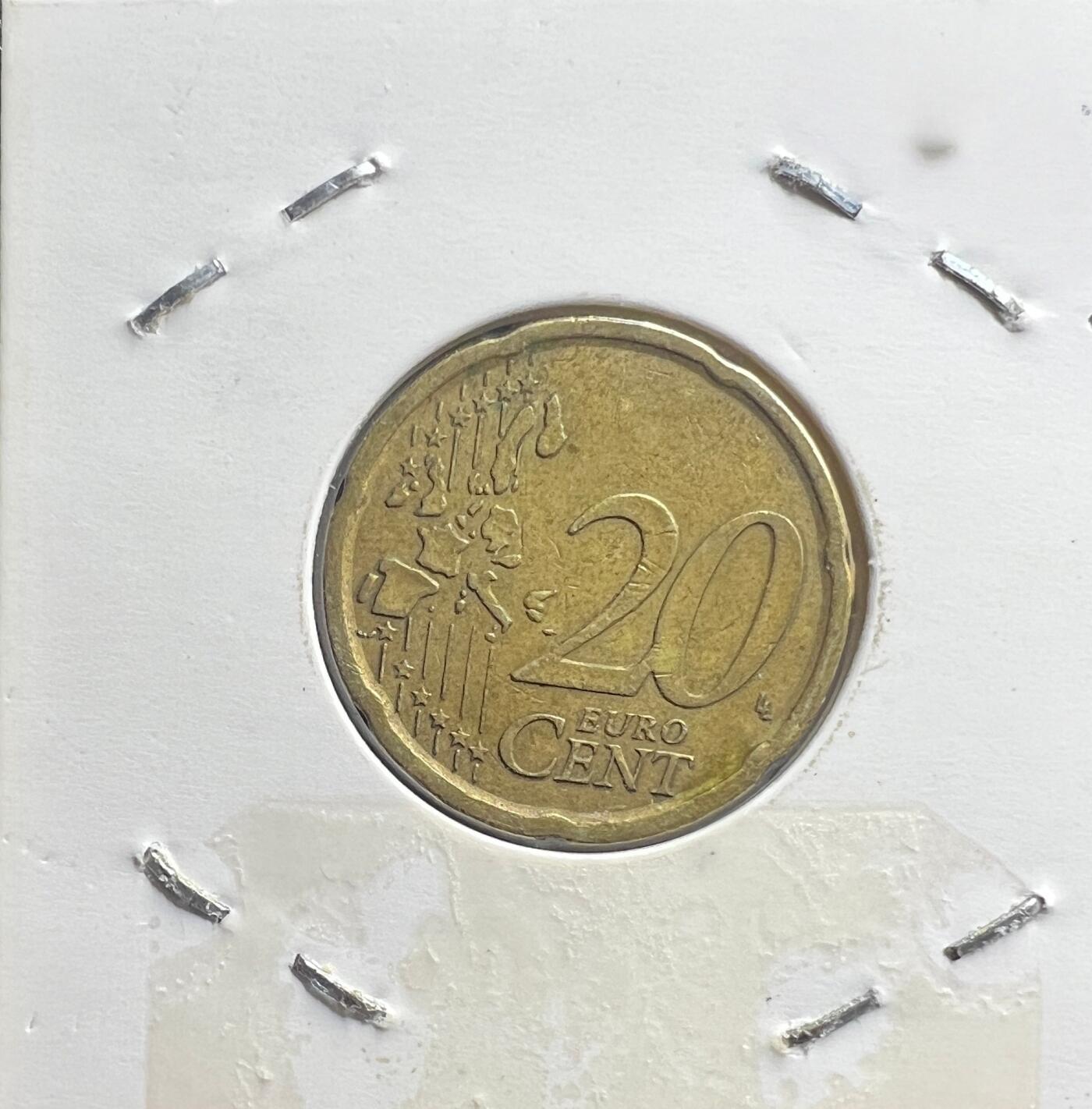 2002 年西班牙 20 欧分欧元硬币 塞万提斯《堂吉诃德》主题 欧洲钱币 详情介绍