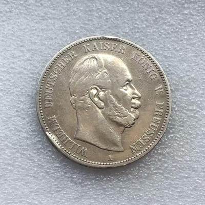 世界钱币专场拍卖 每周二开拍 - 1876年德国普鲁士国王威廉一世短翅5马克银币