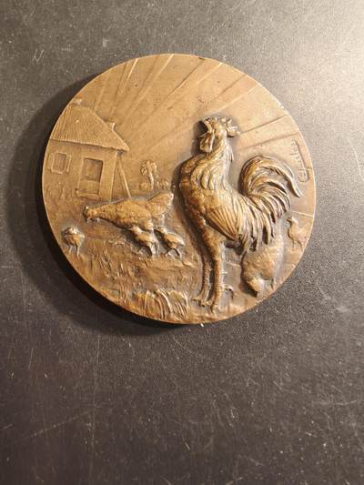 老王徽章第191期 - 法国瑟堡农业协会大铜章     直径50mm    重量50g