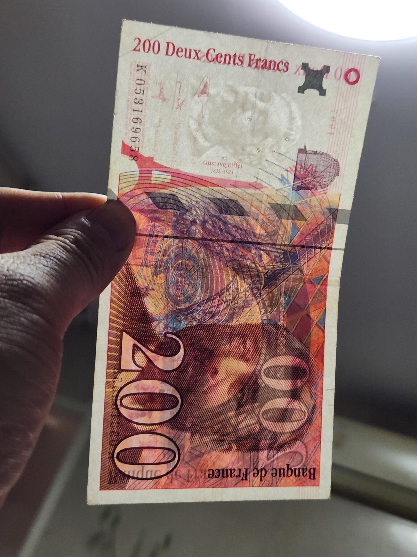 4月6号晚上8点 中外纸币自动截拍第52场 200法郎原票美品针眼