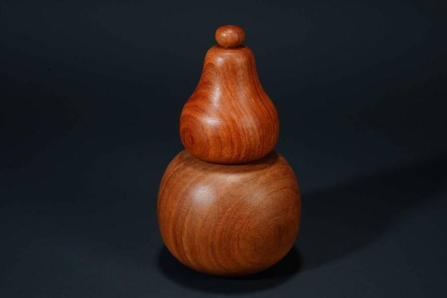 上海都达杂项专场七十二【全场包邮】 缅甸黄花梨葫芦摆件（葫芦头可拆卸）64-342