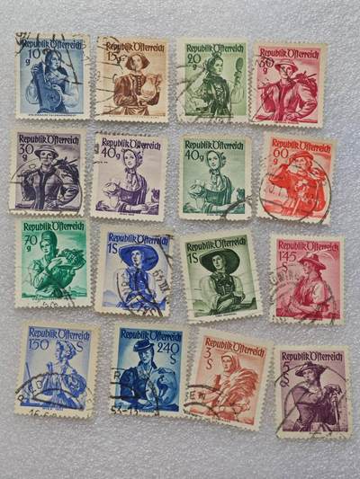  【淘币小摊】限时拍第八百九十一拍  外国老邮票 印花税票 火花纸品场    每周一统一发货 - 奥地利1948年妇女节邮票16枚