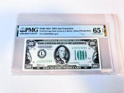 【Blue Auction】世界纸币精拍第805期——18级TOP拍卖/信誉/品质/专业/高效💫 - 【无47】美国 1934年100美金  PMG65EPQ 少见旧金山版