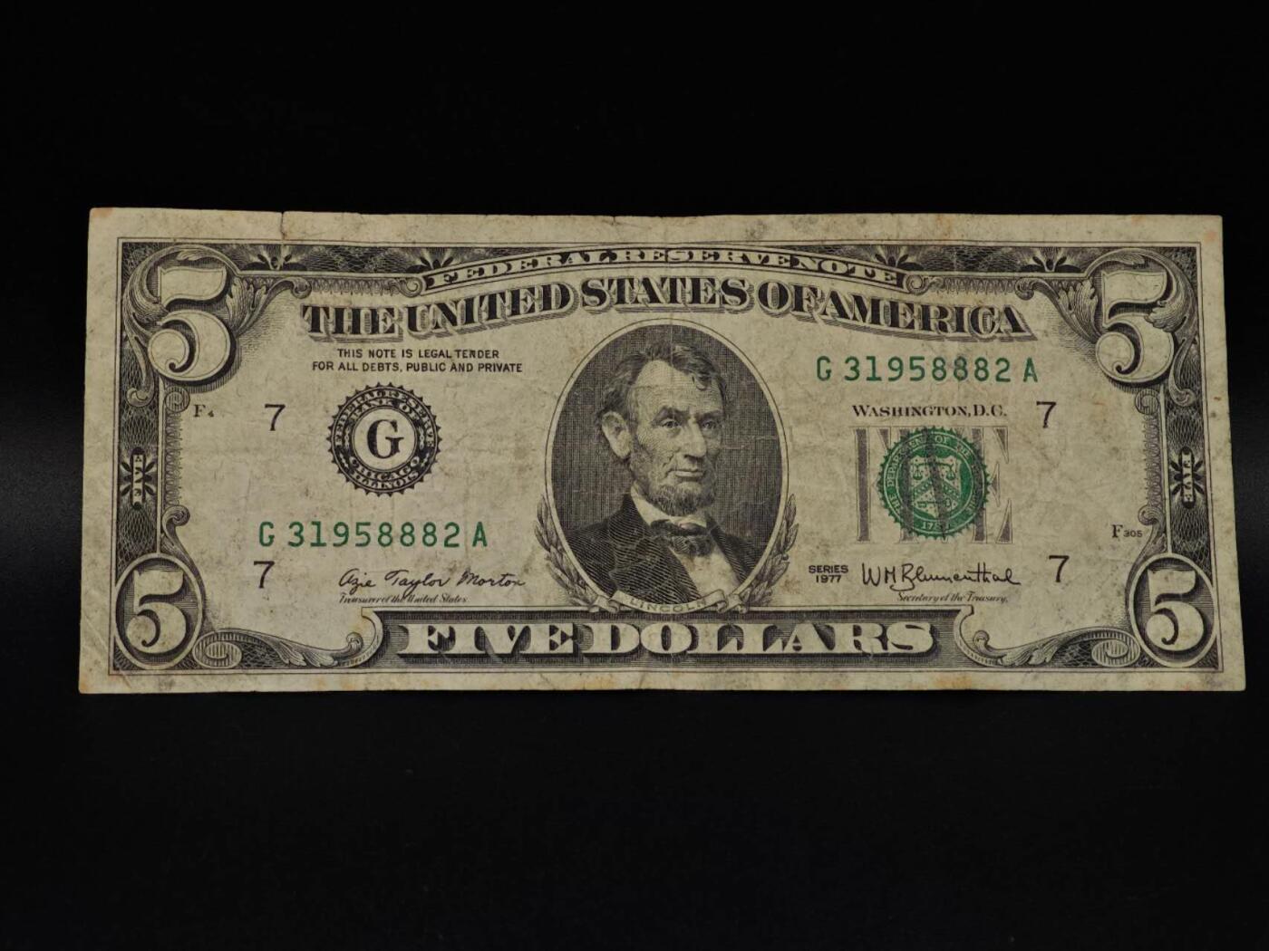  【淘币小摊】限时拍第八百九十拍   纸币场    每周一统一发货 美国5美元纸币【有折】