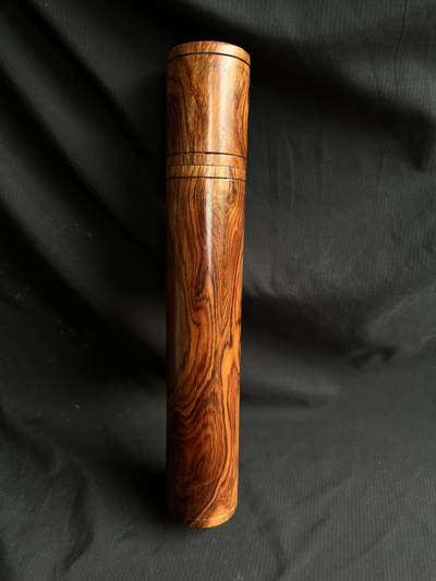 零元拍：海南黄花梨虎皮纹满花香桶，同料整料制作：268/44MM - 零元拍：海南黄花梨虎皮纹满花香桶，同料整料制作：268/44MM