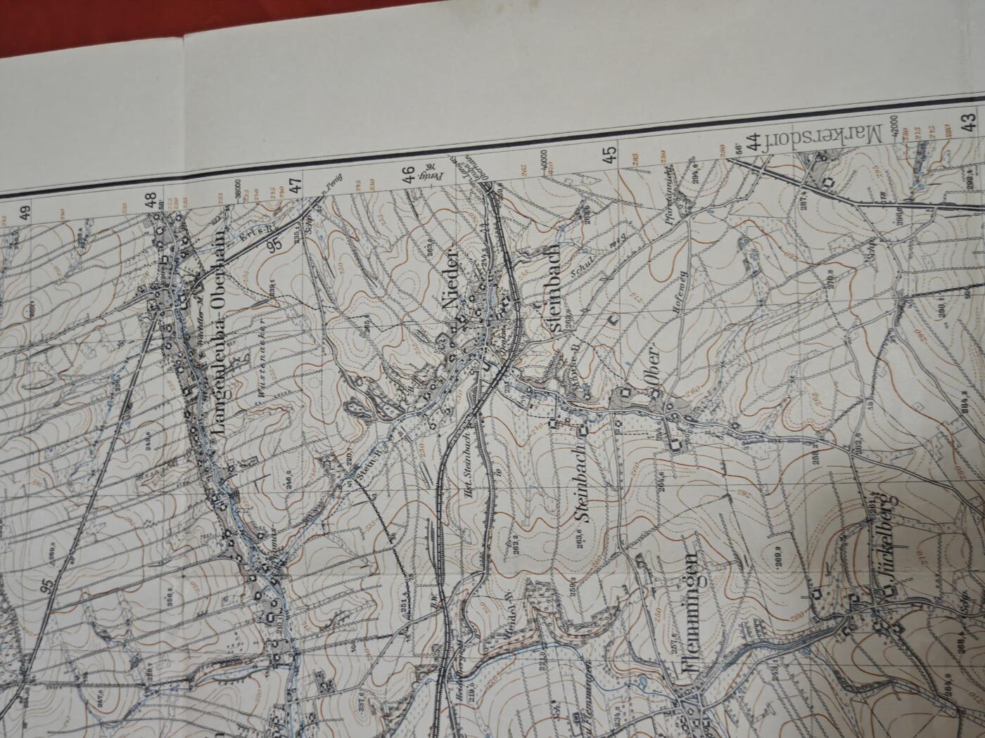 橙子收藏第七期 德意志帝国/魏玛时期 1:25000 精密军用地形  萨克森州与图林根州交界的朗根奥伊巴地区  莱比锡分厂1908年出版（全球知名的德币印制与安全印刷巨头，1852年创立)   