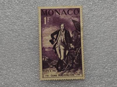  【淘币小摊】限时拍第八百九十一拍  外国老邮票 印花税票 火花纸品场    每周一统一发货 - 摩纳哥1956年1法郎邮票全新未使用