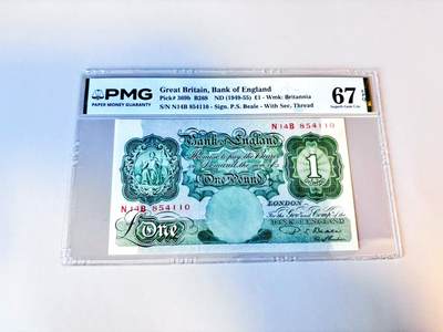 【Blue Auction】世界纸币精拍第805期——18级TOP拍卖/信誉/品质/专业/高效💫 -   【p369b】英国 A序列 1949-55年1镑 PMG67EPQ 高分