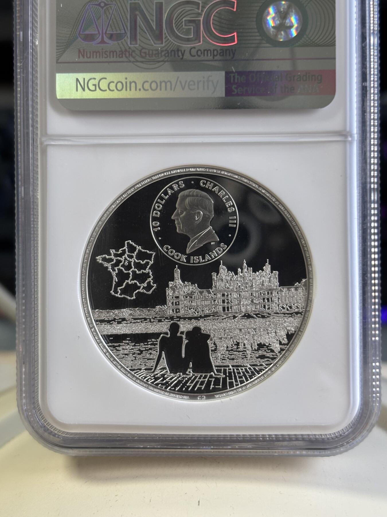 第197期拍卖 库克2024年法国香宾城堡2盎司高浮雕彩银币NGC-PF70首期无盒无证书，9999银，发行1000枚