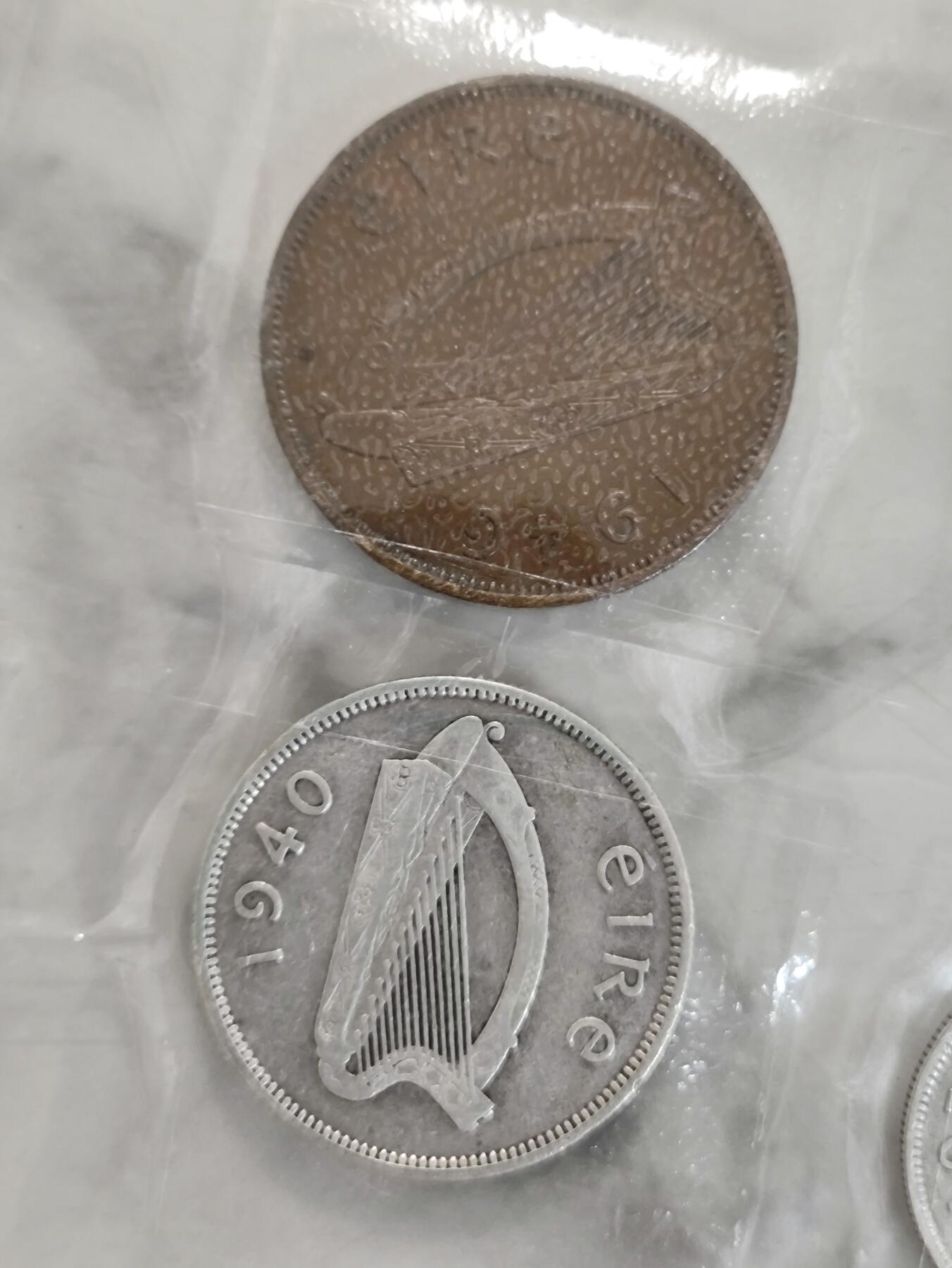 1939-1947年爱尔兰流通套币，三银二镍三铜，八枚硬币背面动物图案