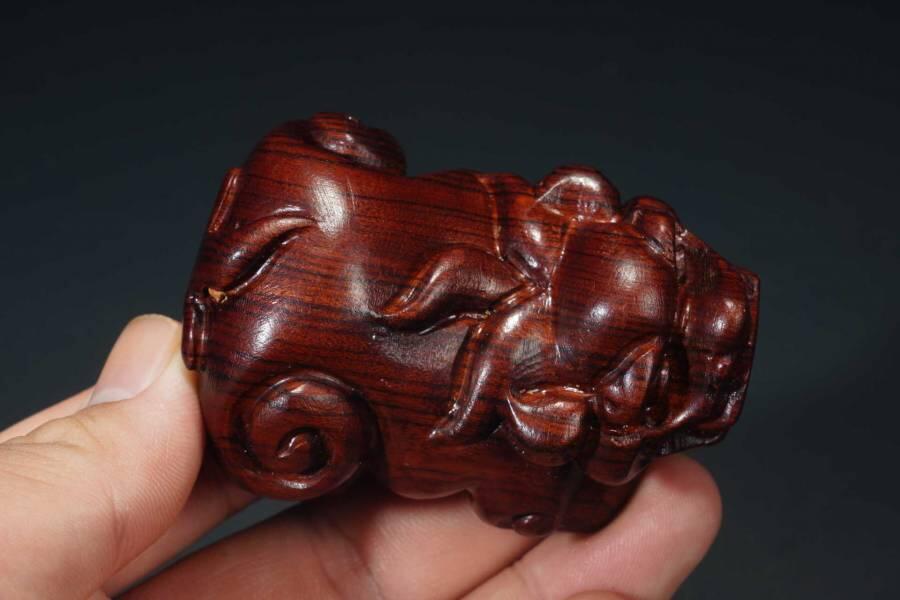 上海都达杂项专场六十六【全场包邮】 海南黄花梨精雕《瑞兽貔貅》小摆件62-252