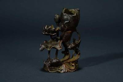 上海都达杂项专场六十六【全场包邮】 - 铜制莲年有鱼香插小摆件66-5