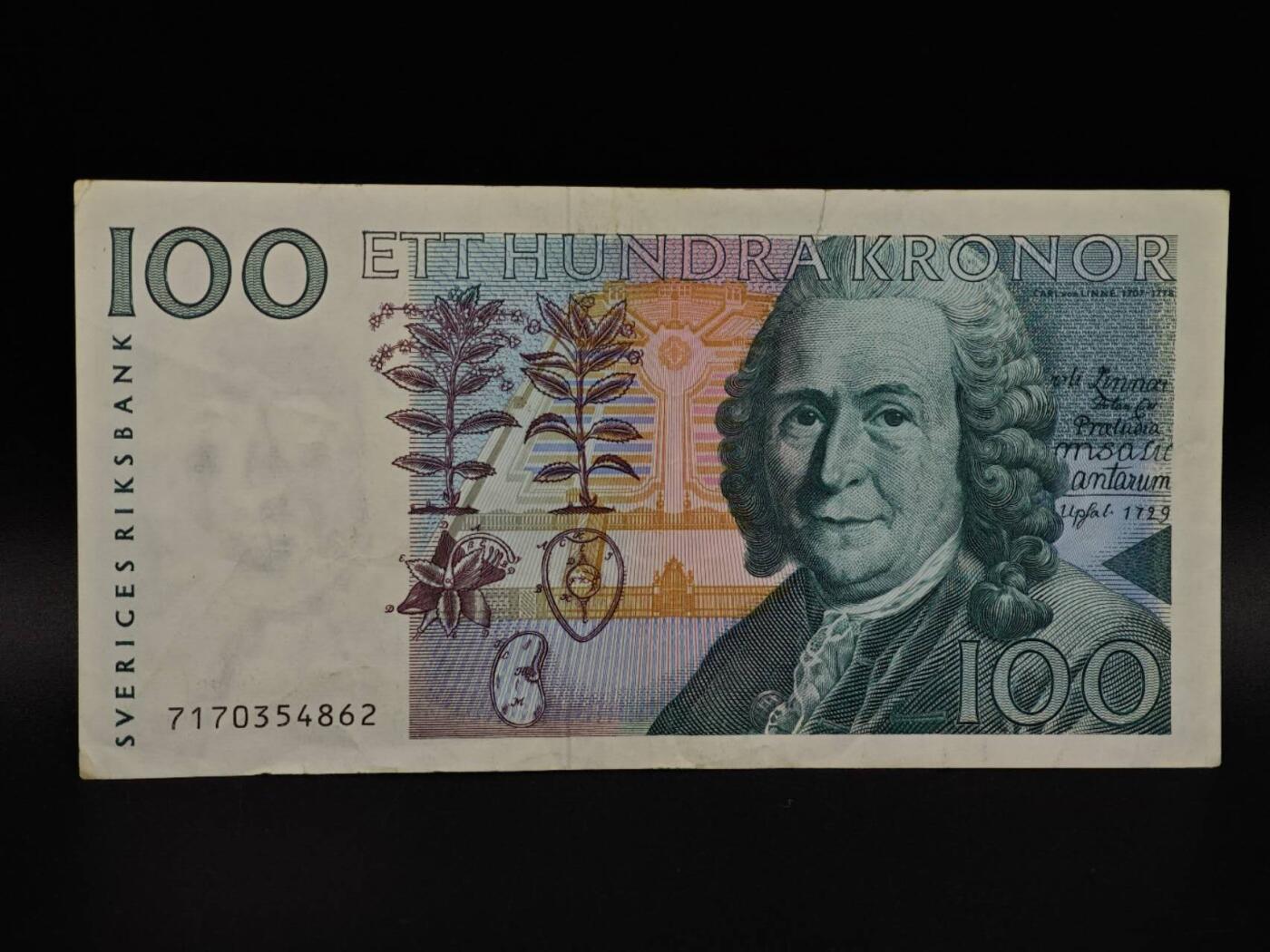  【淘币小摊】限时拍第八百九十拍   纸币场    每周一统一发货 瑞典100克朗纸币【有折】