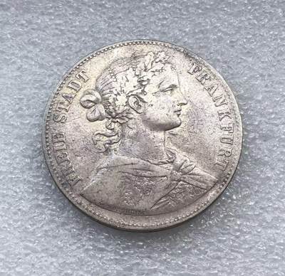 世界钱币专场拍卖 每周二开拍 - 1859年德国法兰克福少女1泰勒银币