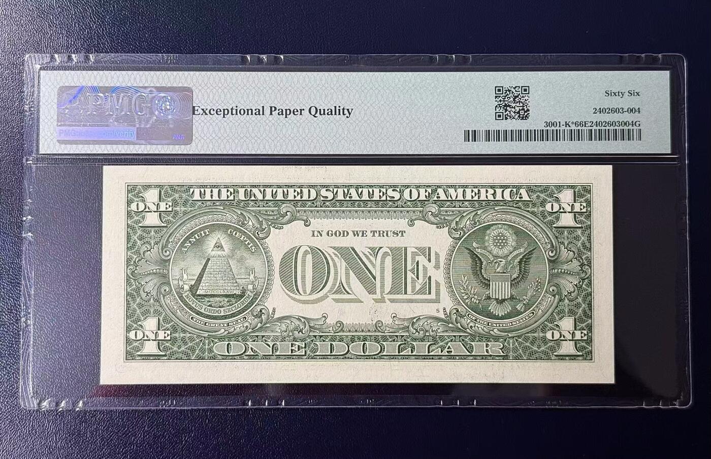 《外钞收藏家》第六百二十四期（精品场）（长期征集拍品、欢迎藏友们联系合作） 2013版PMG 66分EPQ星补1美元