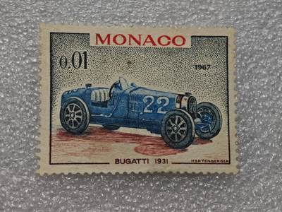  【淘币小摊】限时拍第八百九十一拍  外国老邮票 印花税票 火花纸品场    每周一统一发货 - 摩纳哥1961年老爷车1分邮票全新未使用