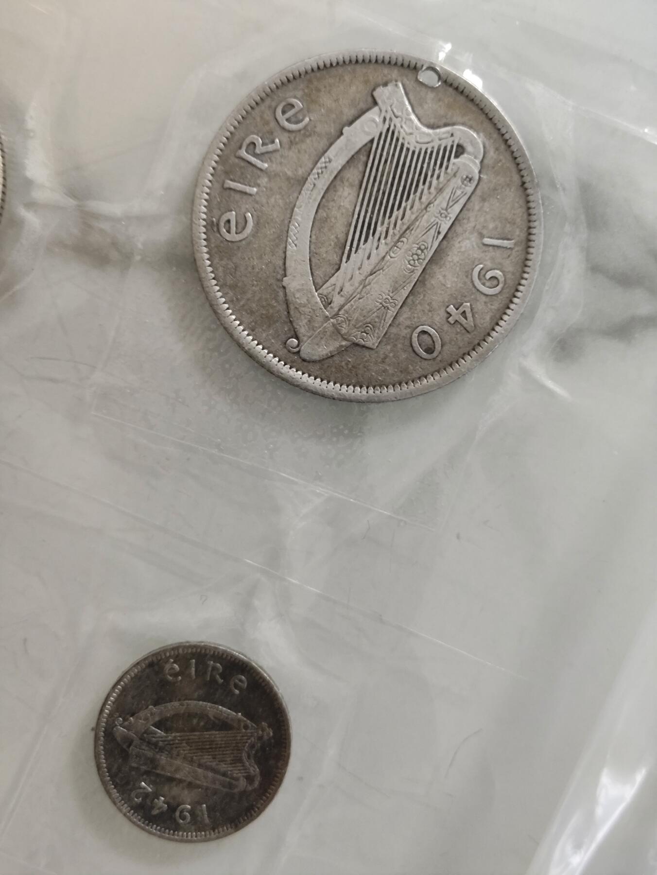 1939-1947年爱尔兰流通套币，三银二镍三铜，八枚硬币背面动物图案